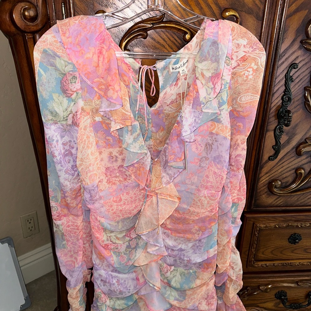 For Love And Lemons Pastel Floral Mini Dress